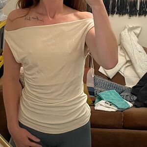 WAYF Off The Shoulder Cream Top